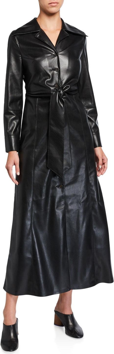 Nanushka Tarot Vegan Leather Tie-Waist Dress