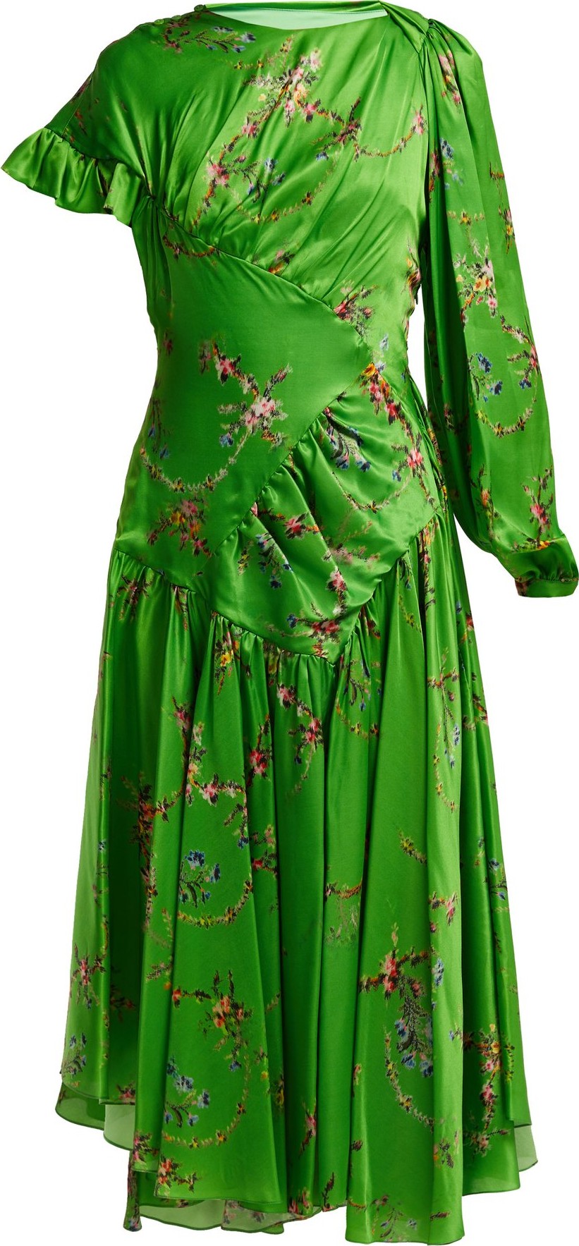 Preen Geri floral-print asymmetric satin dress