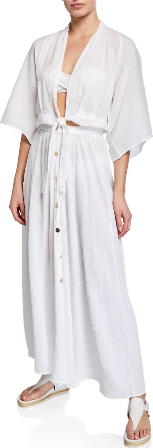 Melissa Odabash Dru Button-Front Maxi Skirt Coverup