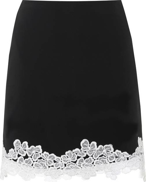 David Koma Lace-trimmed crêpe miniskirt
