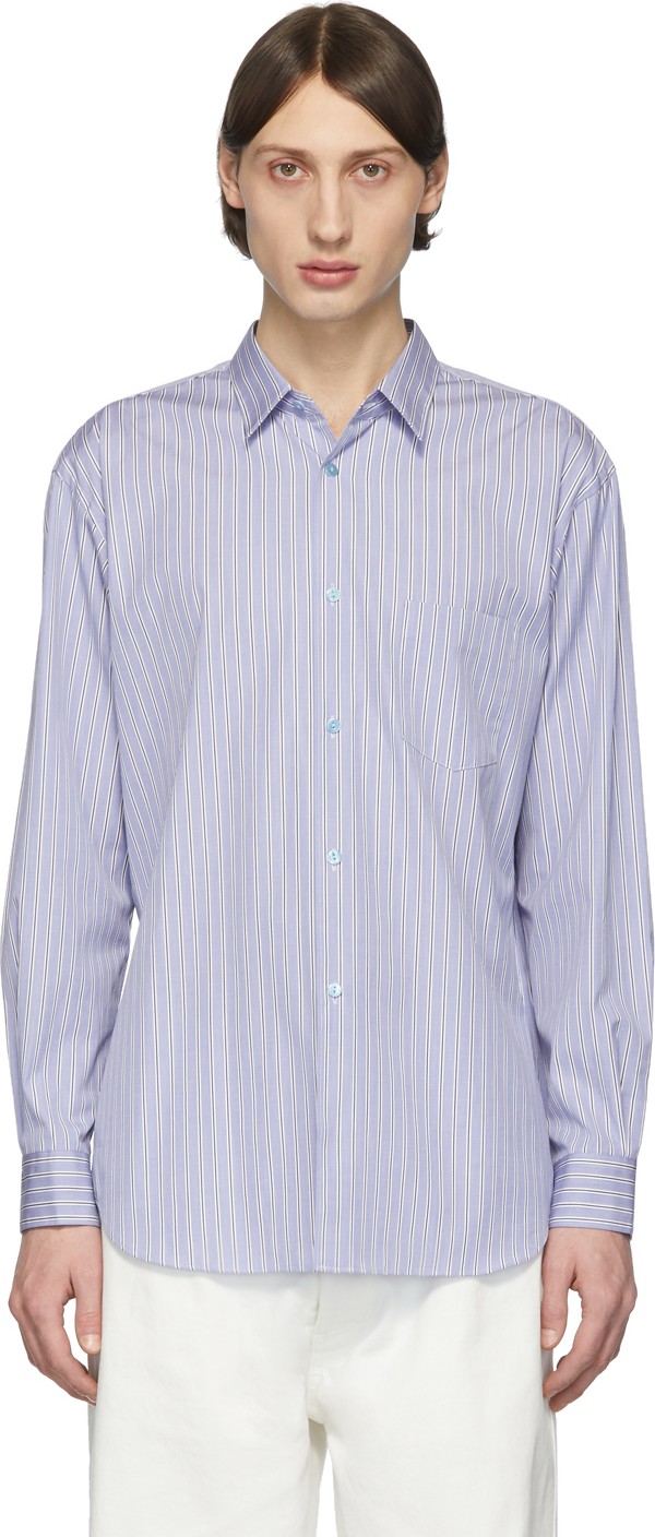 Comme Des Garcons Blue Striped Poplin Shirt