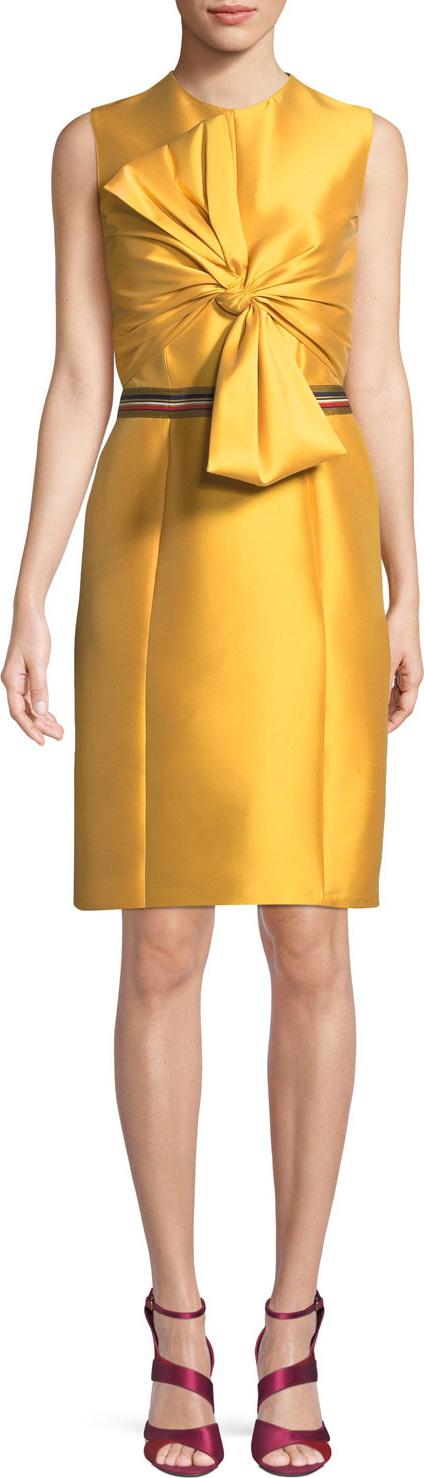 Sachin & Babi Josie Imago Bow Cocktail Dress w/ Striped Waist