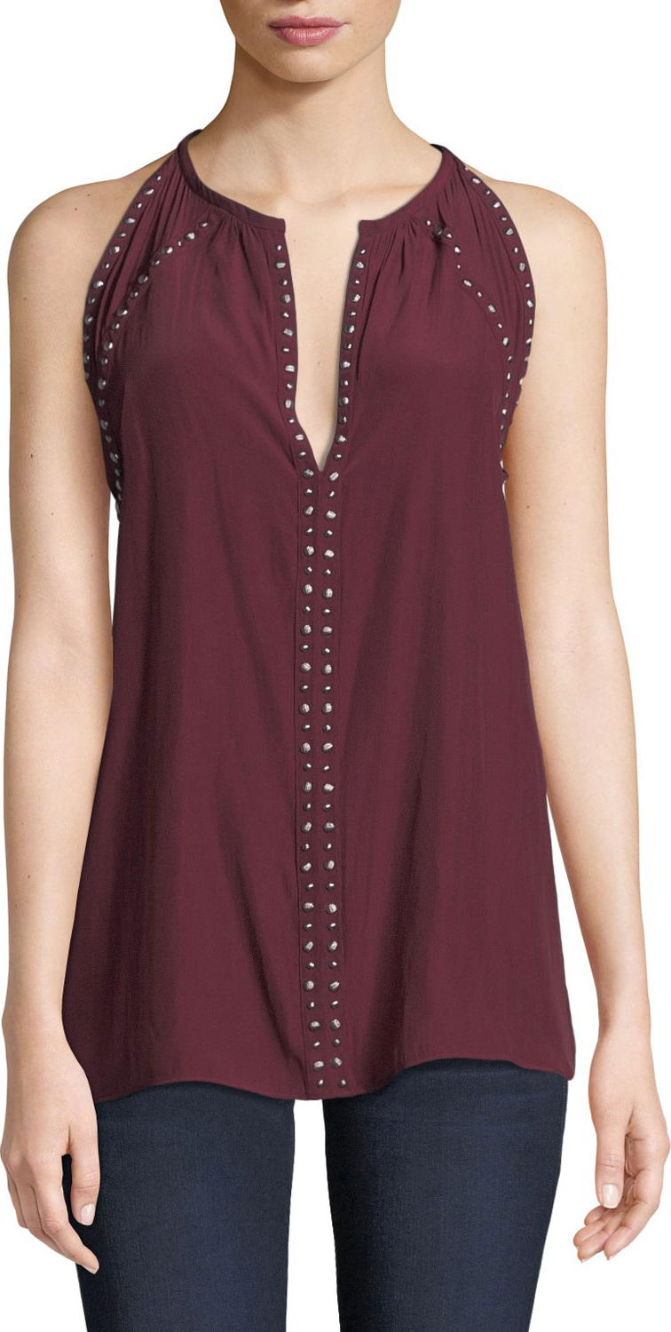 Ramy Brook Cleo Embellished V-Neck Top