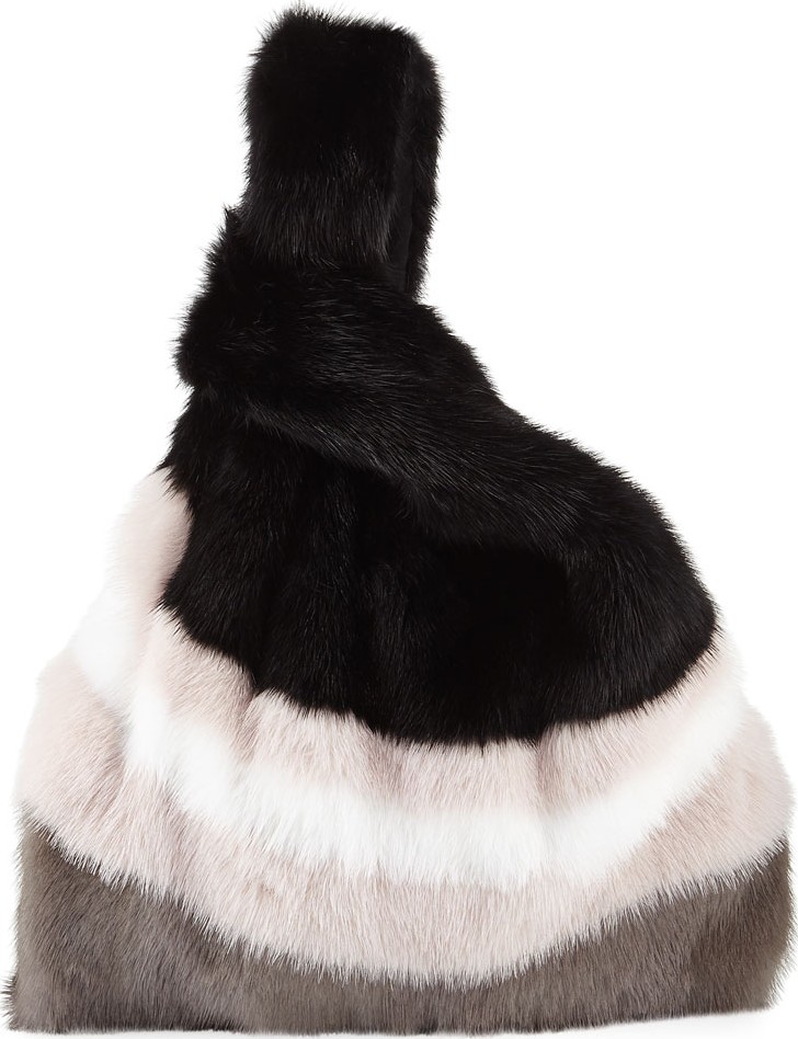 Simonetta Ravizza Furrissima W6 Stripe Mink Fur Shopper Tote Bag