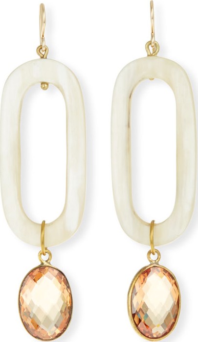 Ashley Pittman Light Horn & Zircon Drop Earrings