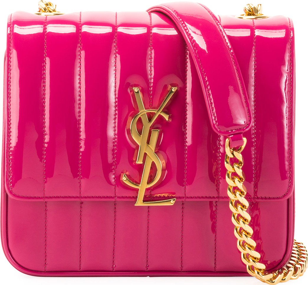 Saint Laurent Vicky Medium YSL Monogram Patent Chain Crossbody Bag