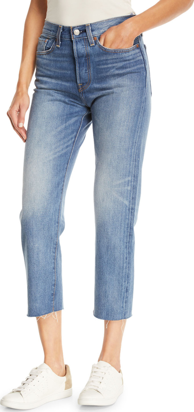 LEVI’S Partners in Crime Wedgie-Icon Fit Straight-Leg Jeans w/ Raw-Edge Hem