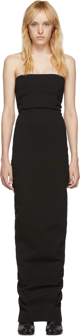Rick Owens Black Bustier Gown Dress
