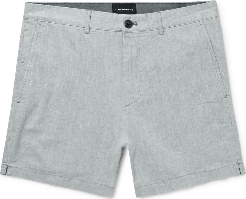 Club Monaco Jax Slim-Fit Linen-Blend Chambray Shorts