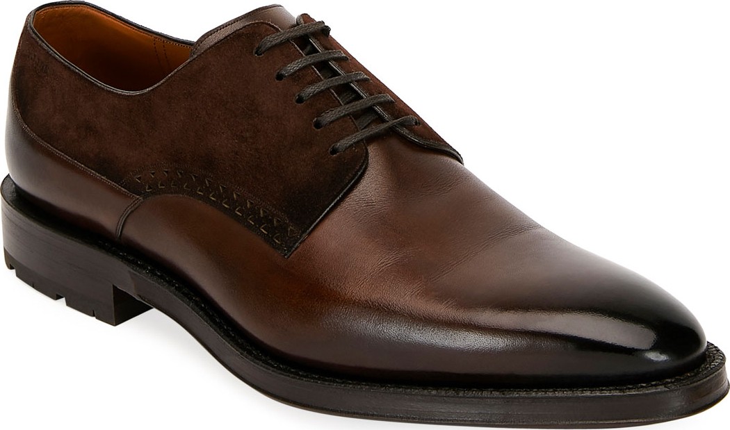 Bally Men's Badux Injected Leather Lace-Up Derby Shoes