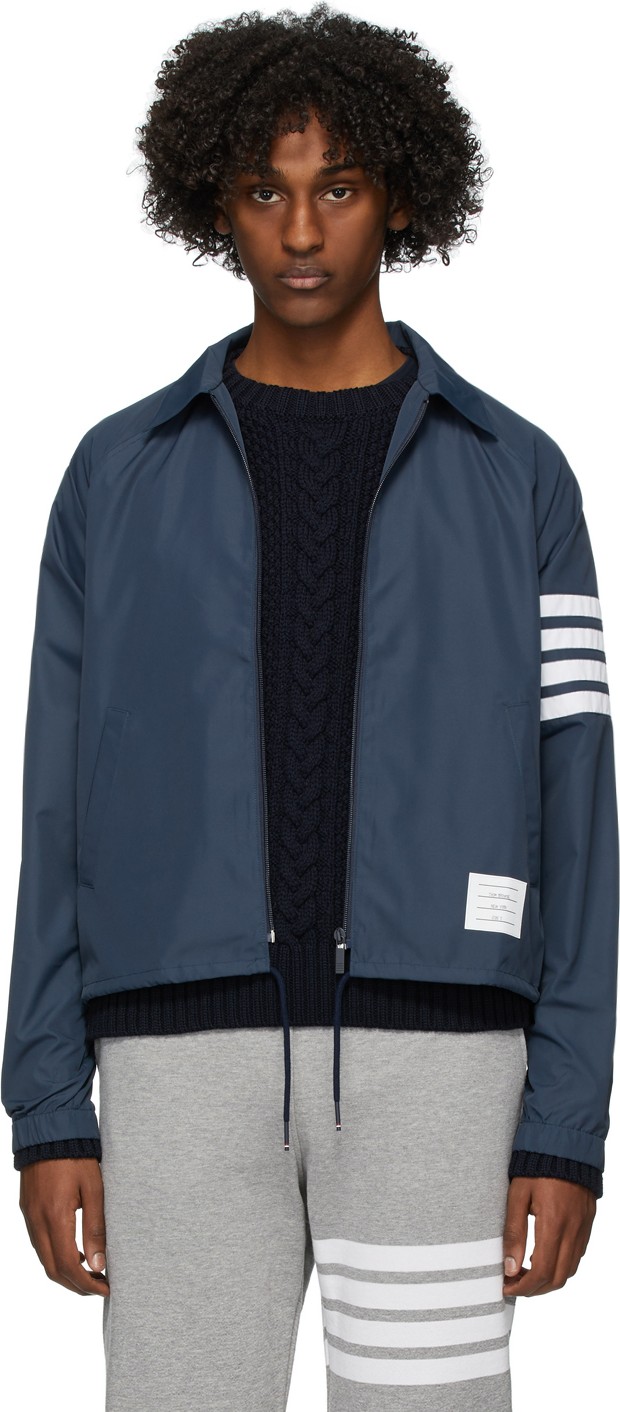 Thom Browne Navy Flyweight Windbreaker Jacket