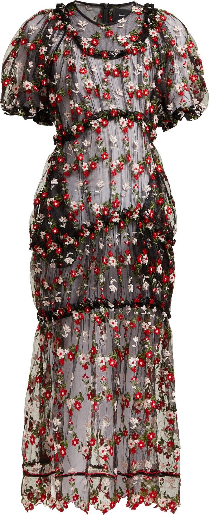 Simone Rocha Floral-embroidered tulle dress
