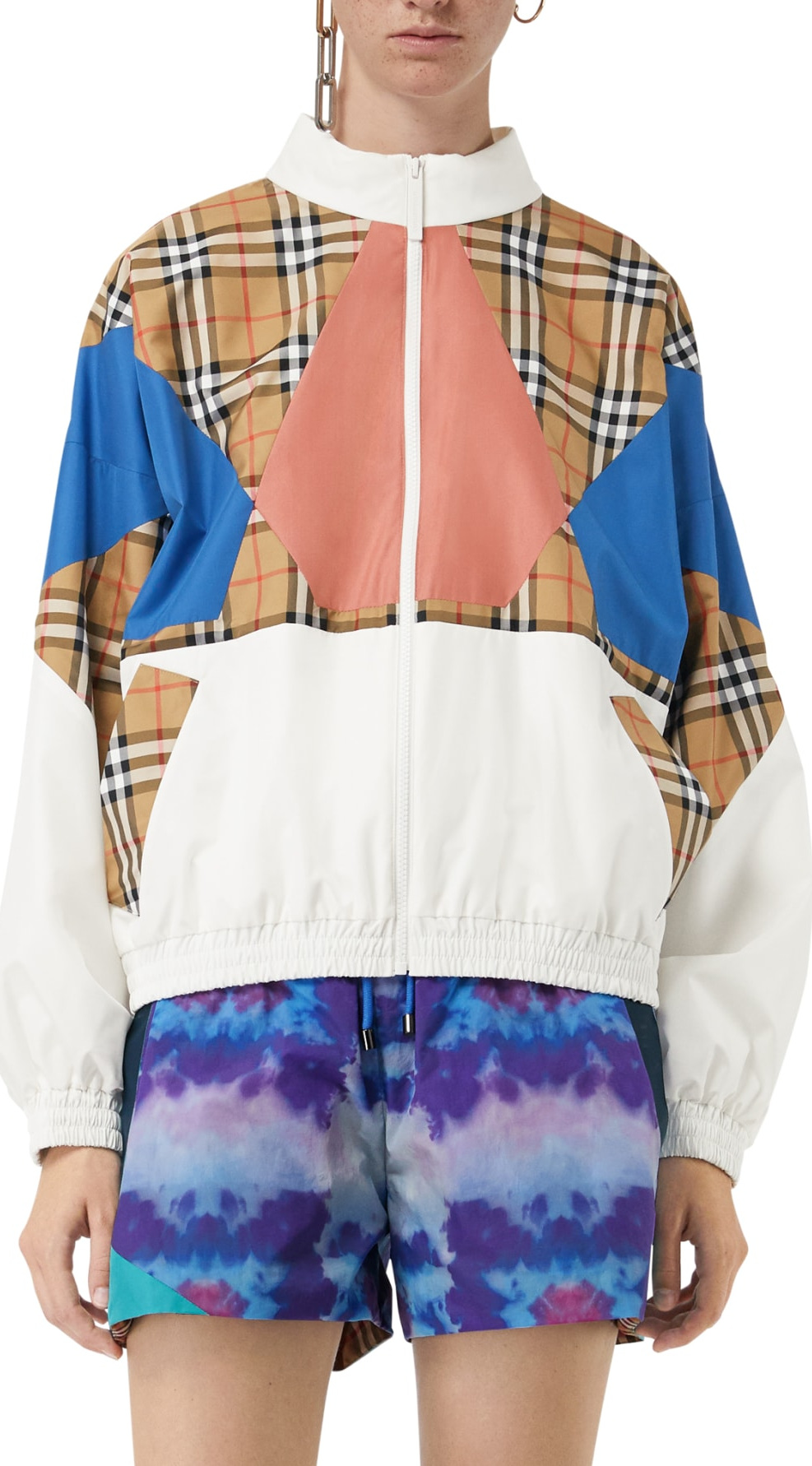 Burberry London England Vintage Check Panel Silk Jacket