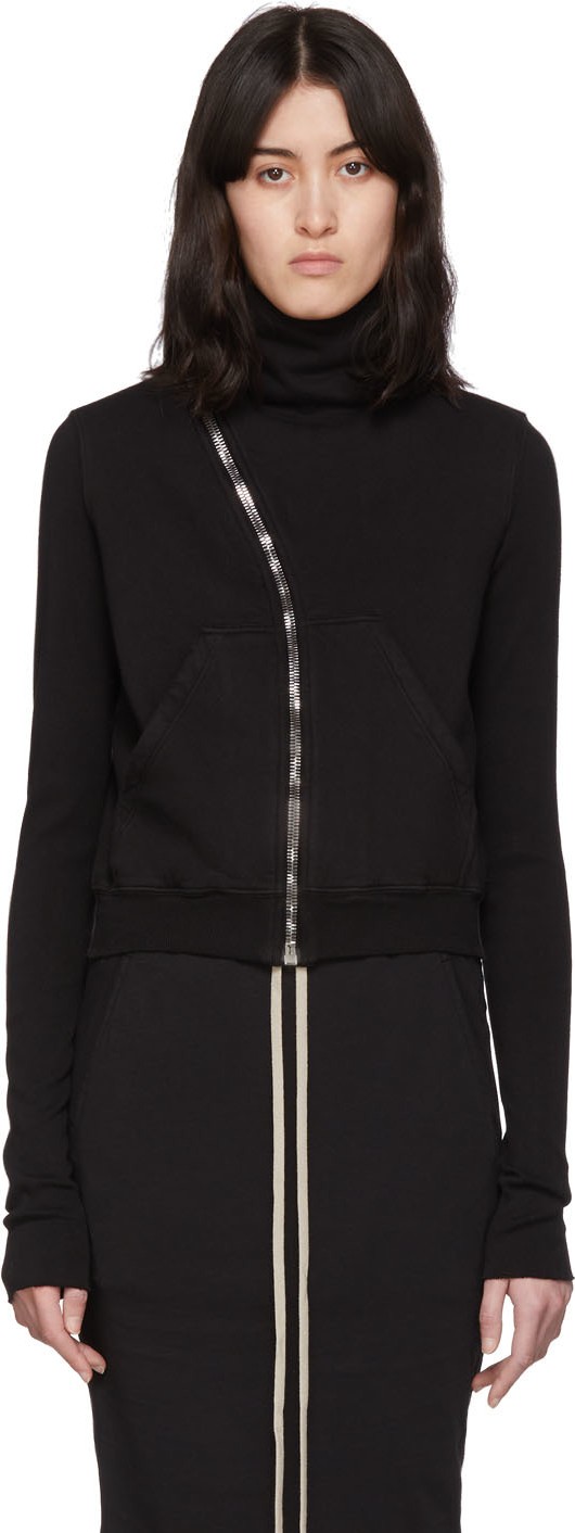 Rick Owens DRKSHDW Black Mountain Asymmetric Zip-Up Sweater