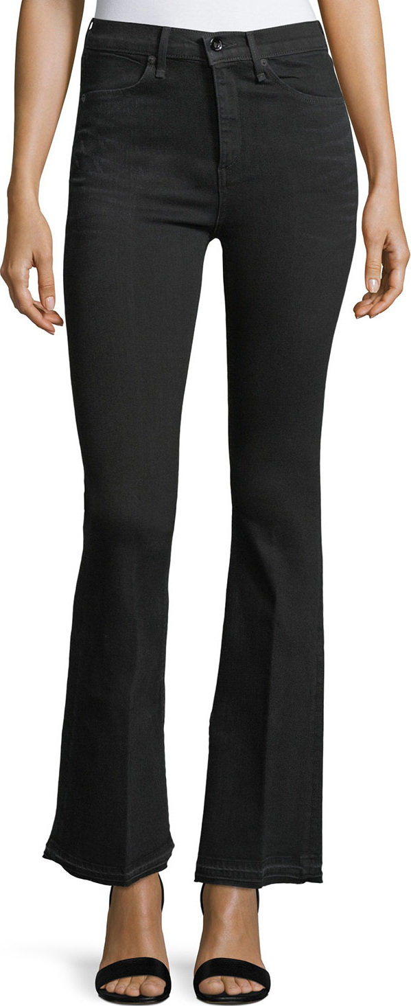 Rag & Bone Bella Slim Flared Jeans with Slit Hem, Worn Black