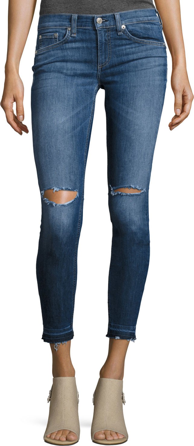 Rag & Bone Mid-Rise Skinny Capri Jeans with Released Hem, Lily Dale