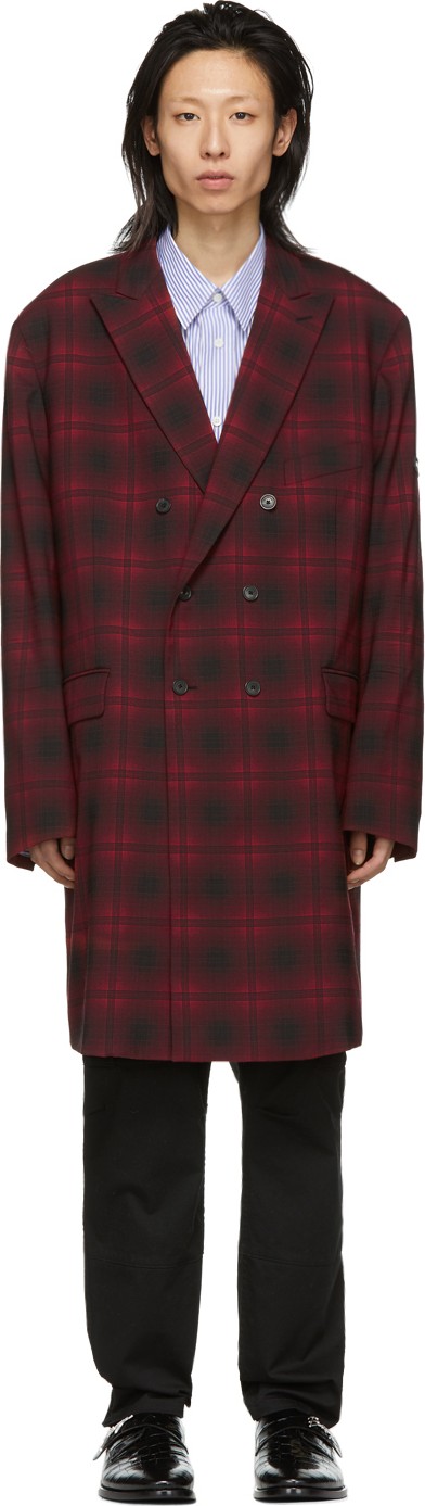 Balenciaga Red & Black Washed Coat