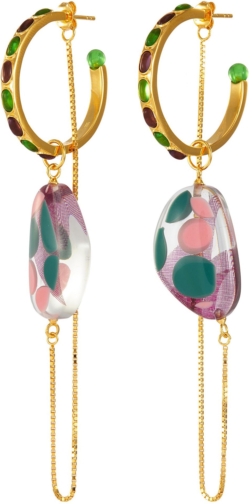 Ejing Zhang 'Munro' resin drop hoop earrings