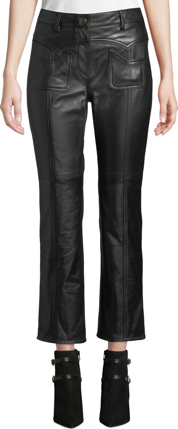 COACH Straight-Leg Cropped Leather Pants