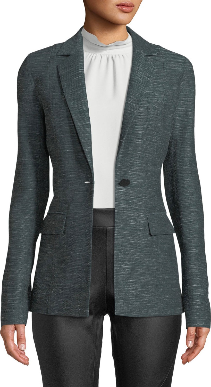 Lafayette 148 New York Marris One-Button Mayfair Weave Jacket