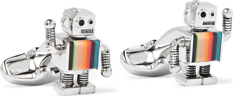 Paul Smith Robot Silver-Tone and Enamel Cufflinks