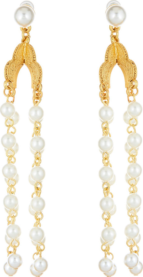 Oscar De La Renta Long Pearly Drop Earrings