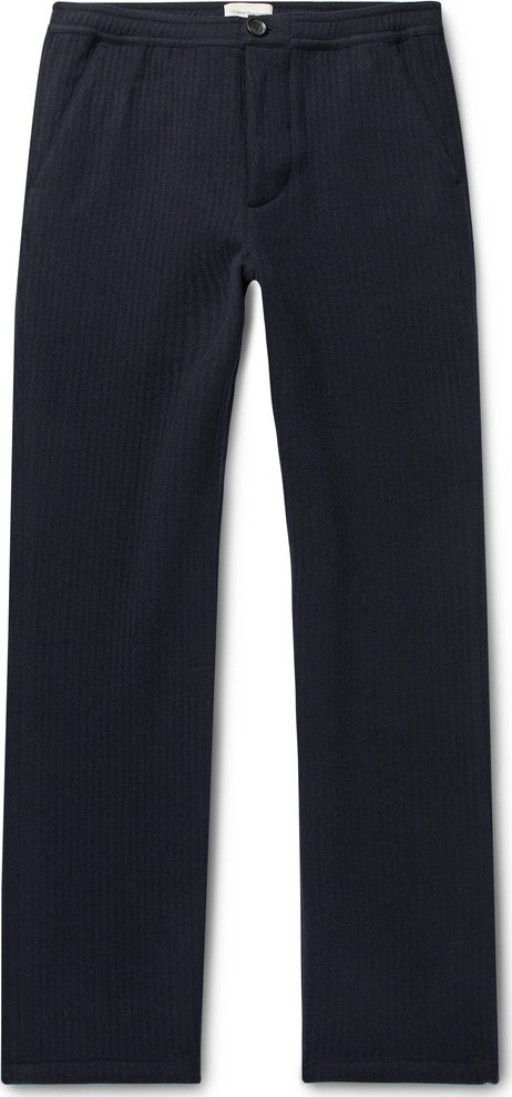 Oliver Spencer Navy Striped Wool Trousers
