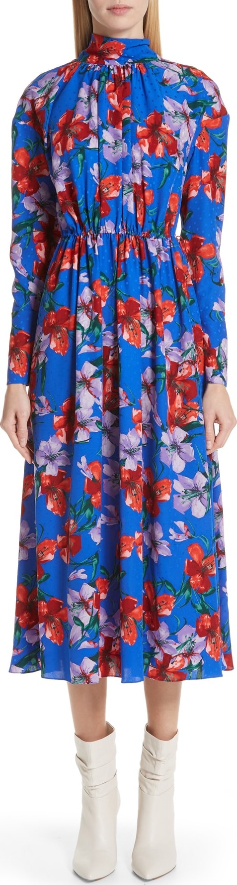 Magda Butrym Viseu Floral Print Silk Jacquard Midi Dress