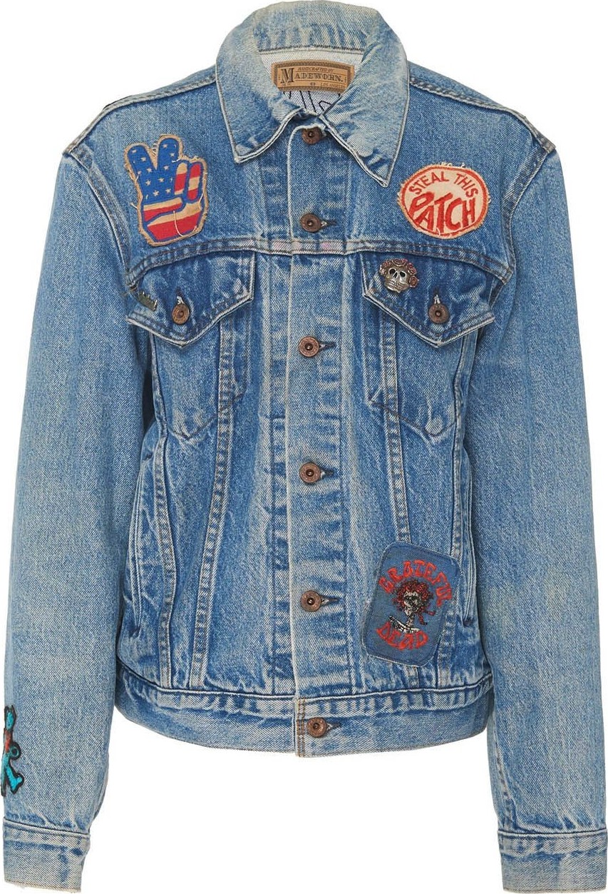 MADEWORN Grateful Dead Embroidered Rose Denim Jacket