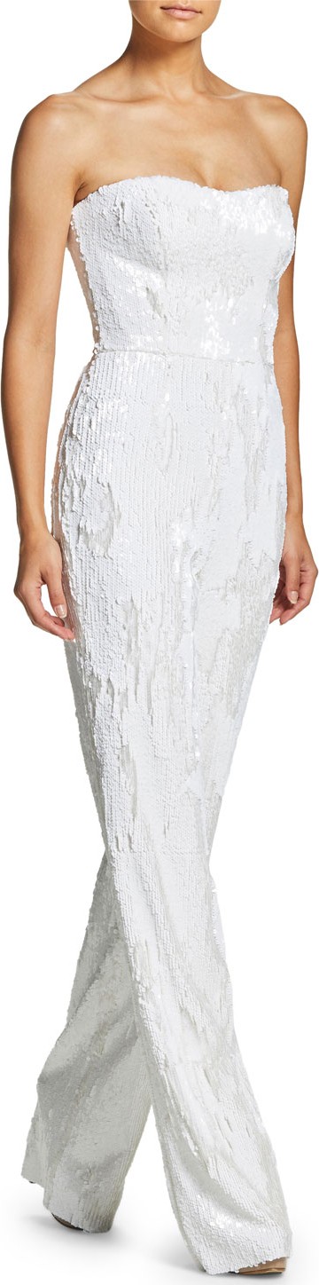 Dress the Population Andy Sequined Strapless Straight-Leg Jumpsuit, Lily