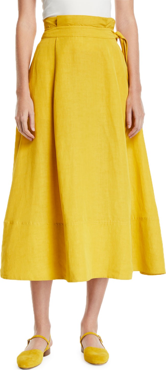 Co Paperbag-Waist Midi Skirt