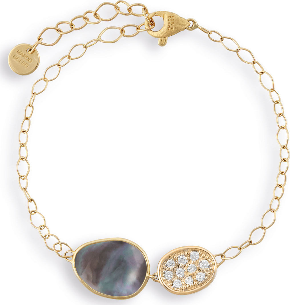 Marco Bicego Lunaria Two-Pendant Bracelet with Black Mother-of-Pearl & Diamonds