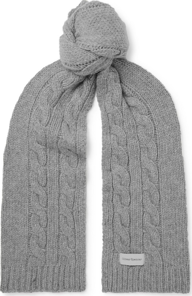Oliver Spencer Arbury Cable-Knit Mélange Wool Scarf