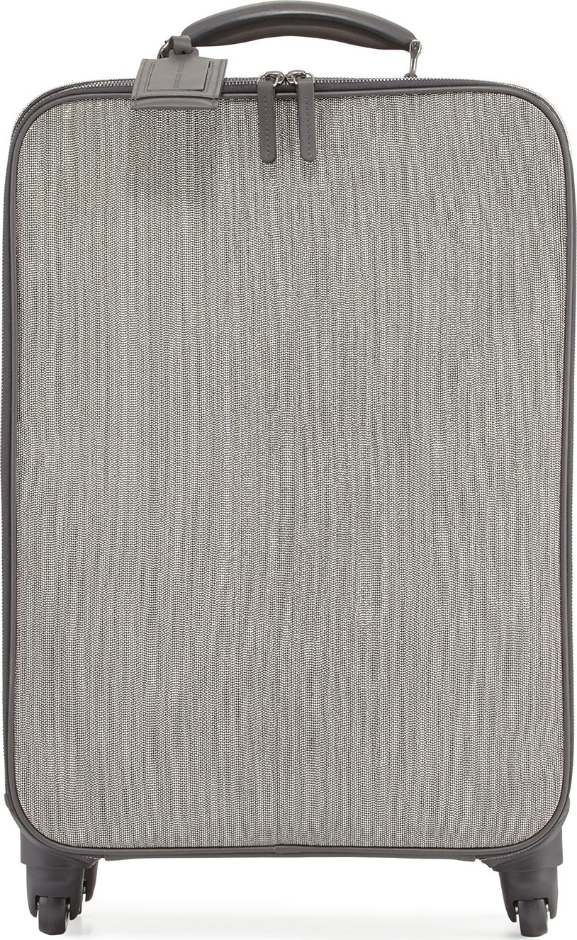 Brunello Cucinelli Monili Spinner Wheeled Carryon Suitcase, Gray Pattern
