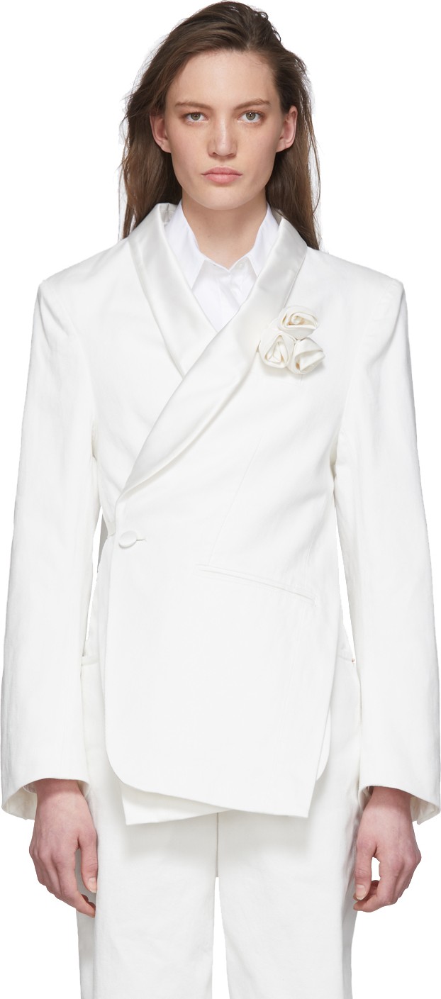 MM6 Maison Margiela Off-White Denim Wrap Blazer