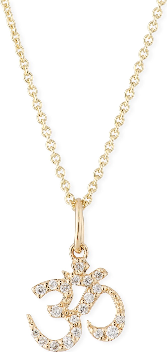Sydney Evan 14k Gold Diamond OM Charm Necklace