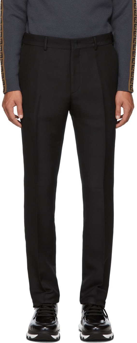 Fendi Black Shiny Gabardine Trousers