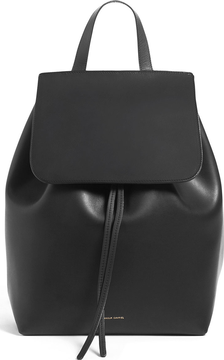 Mansur Gavriel Leather Flap-Top Backpack, Black/Red