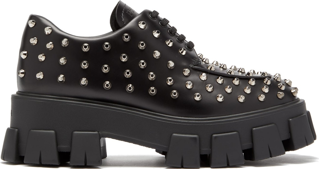 Prada Studded leather derby shoes