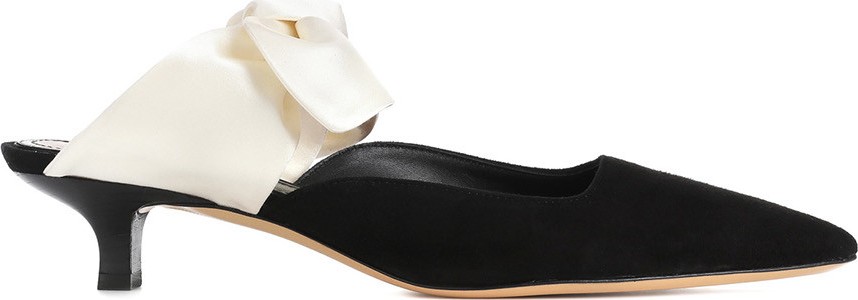THE ROW Coco suede and satin mules