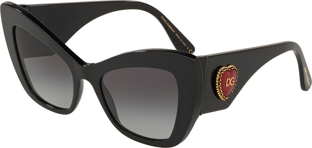 Dolce & Gabbana Chunky Cat-Eye Sunglasses w/ Logo Heart Temples