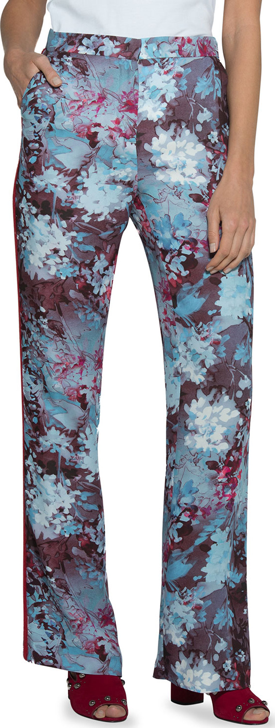 Eleventy Floral-Print Cady Pants