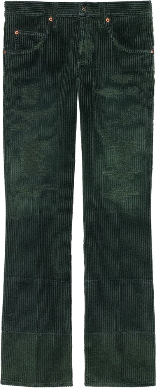 Gucci - Washed-effect corduroy wide-leg trousers