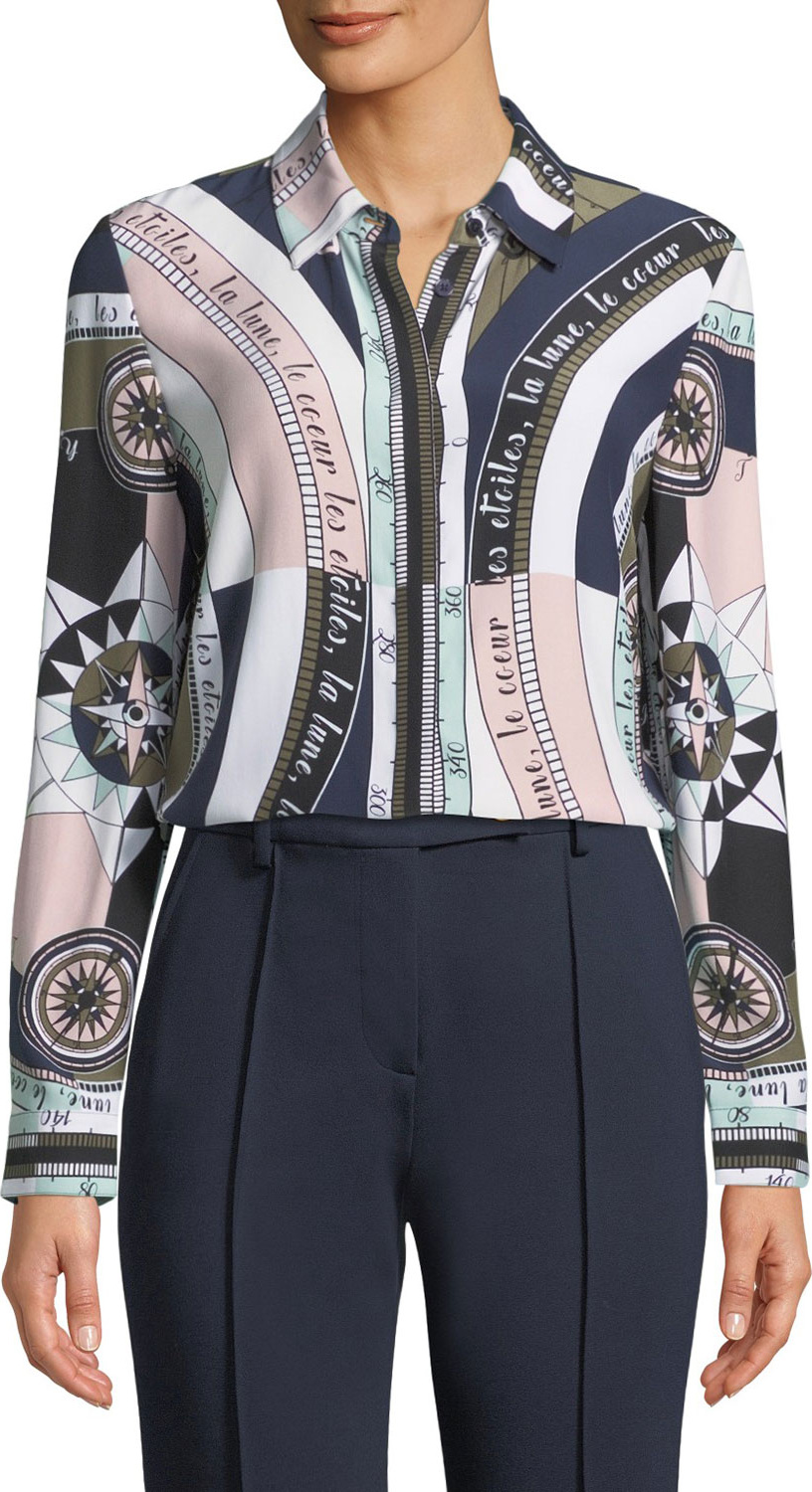 Tory Burch Constellation Silk Satin Shirt