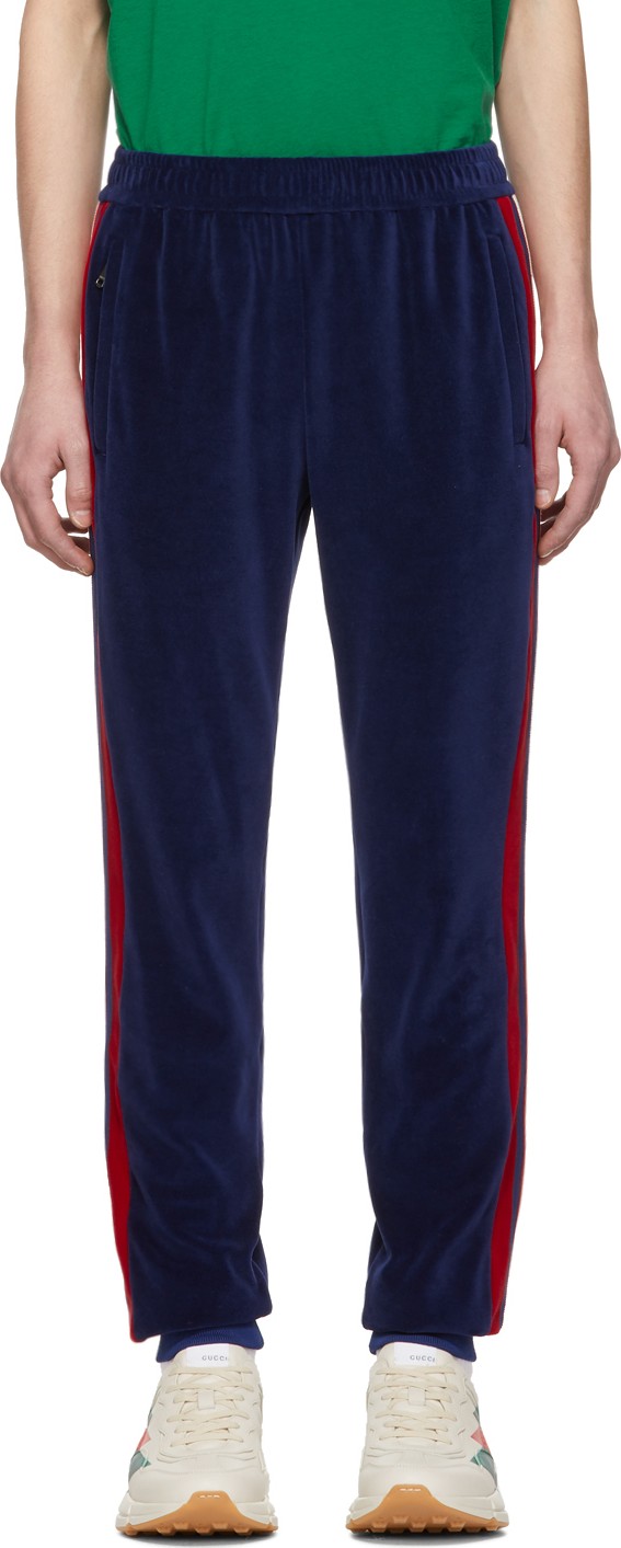Gucci Blue Velour Jogging Lounge Pants