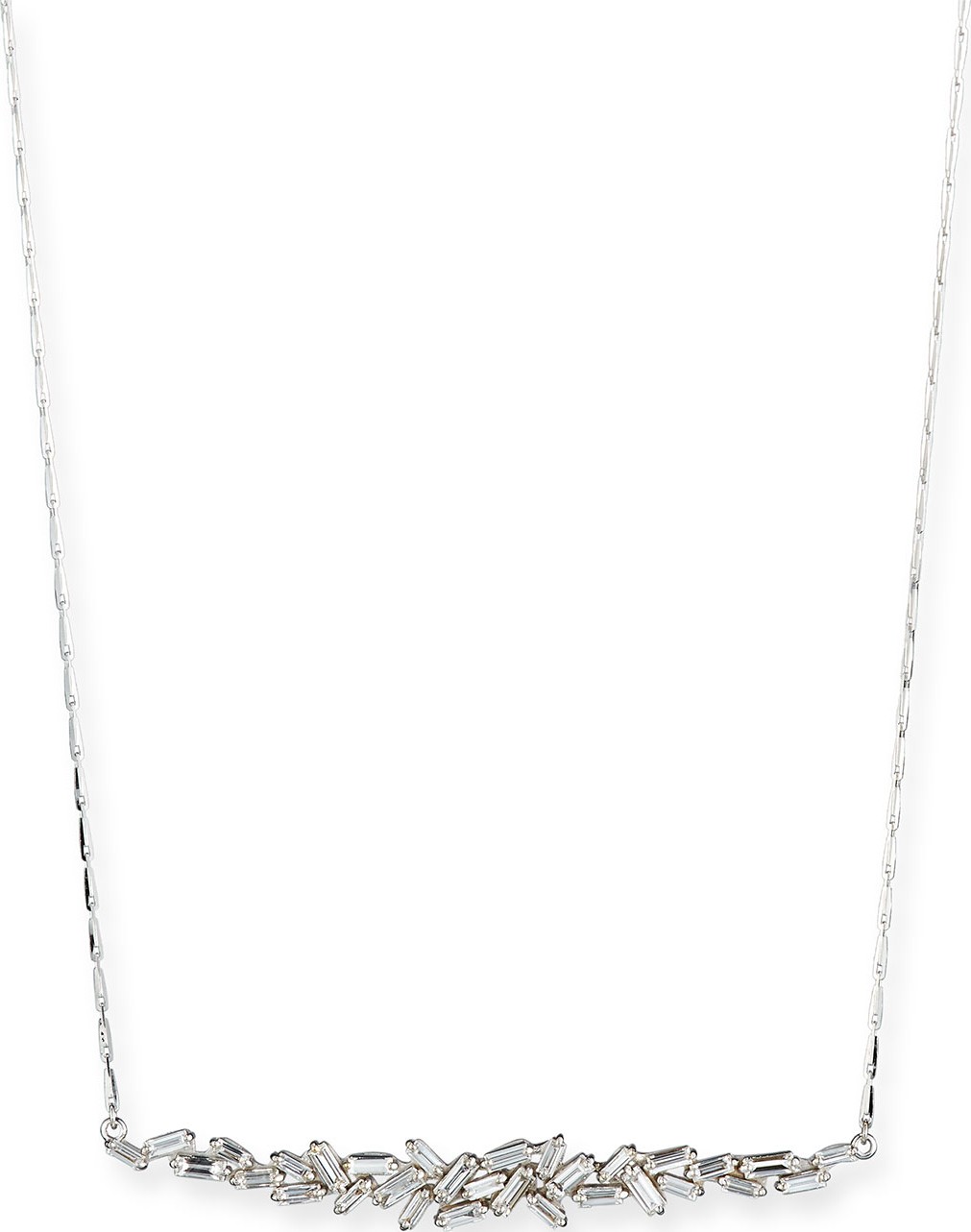 Suzanne Kalan 18K White Gold Diamond Baguette Necklace, 1.0 tdcw