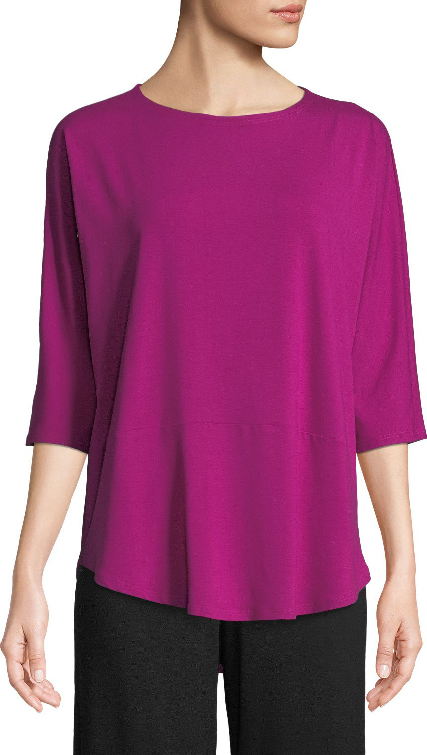 Eileen Fisher 3/4-Sleeve Bateau-Neck Jersey Top