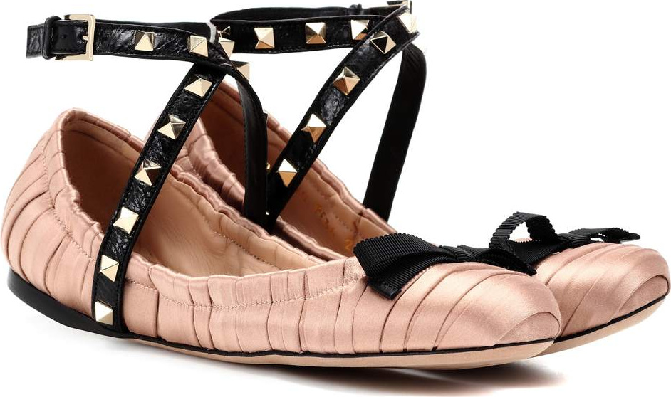 Valentino Valentino Garavani Studwrap satin ballerinas