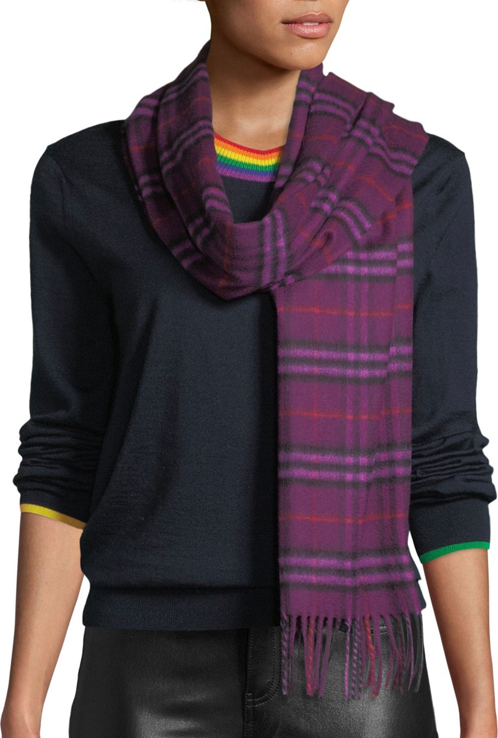 Burberry London England Tonal Vintage Check Cashmere Scarf