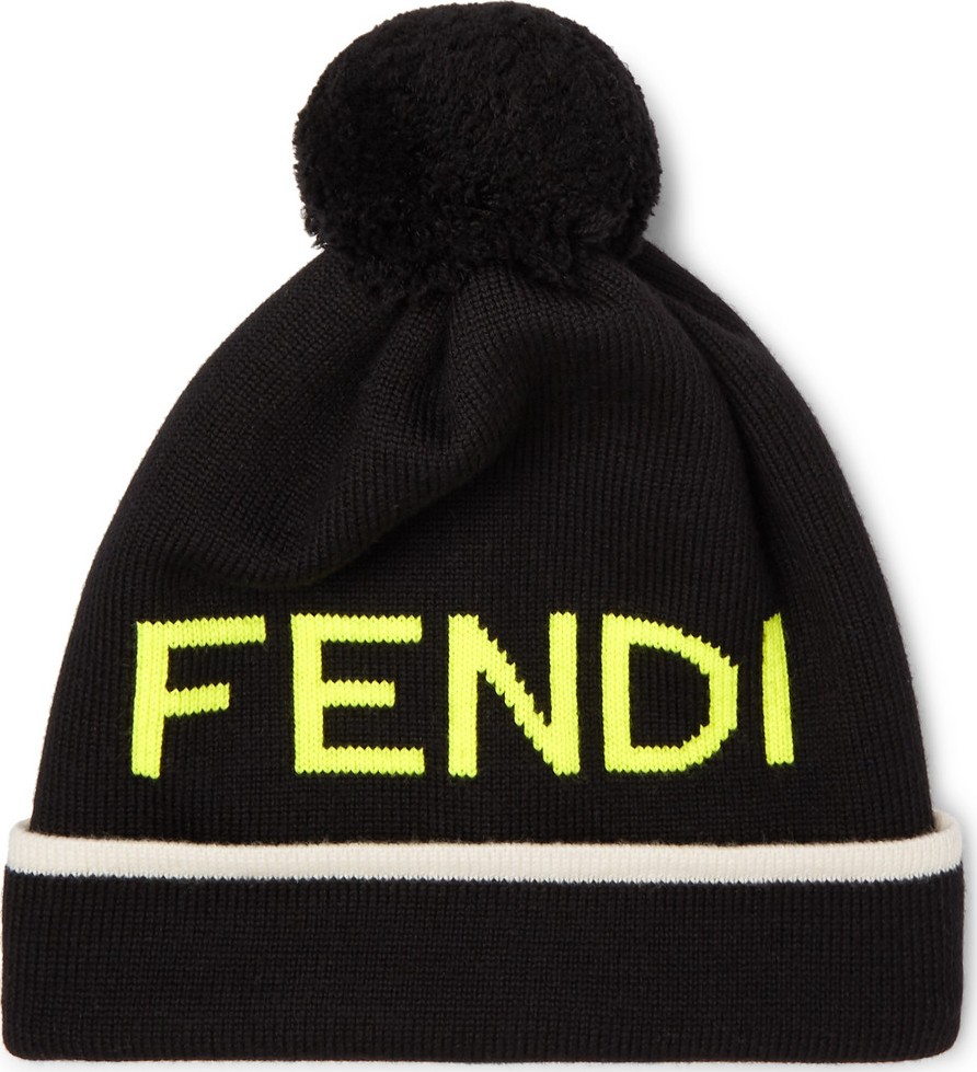 Fendi Logo-Jacquard Wool Beanie